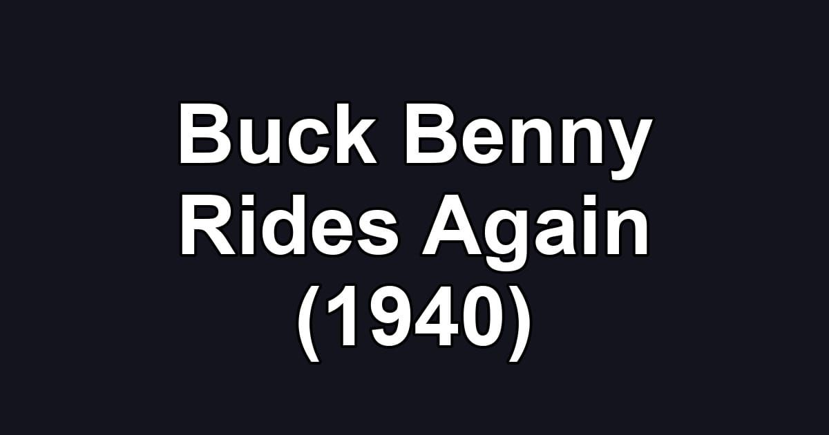 Buck Benny Rides Again (1940)