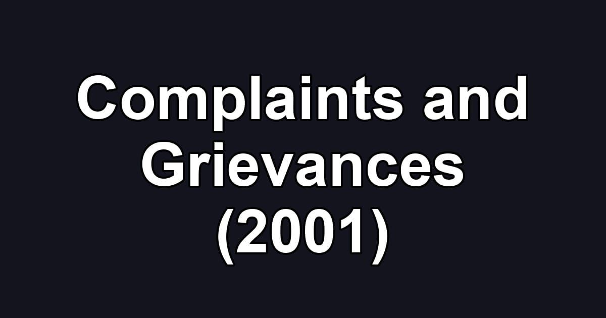 Complaints and Grievances (2001)