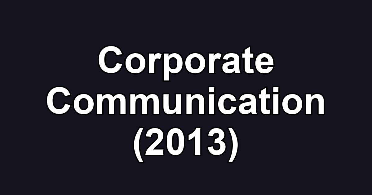 Corporate Communication (2013)