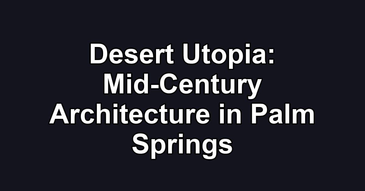 Desert Utopia: Mid-Century Architecture in Palm Springs