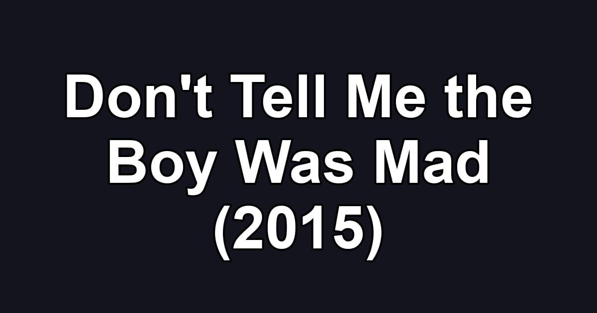 Don't Tell Me the Boy Was Mad (2015)