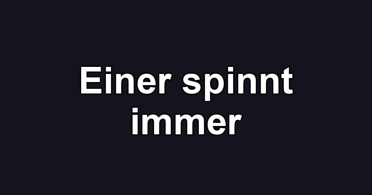 Einer spinnt immer