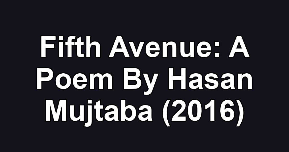 Fifth Avenue: A Poem By Hasan Mujtaba (2016)