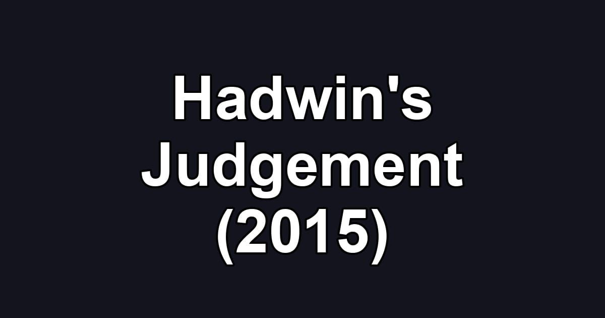 Hadwin's Judgement (2015)