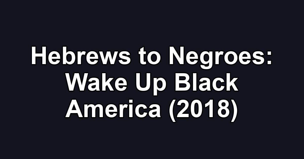 Hebrews to Negroes: Wake Up Black America (2018)