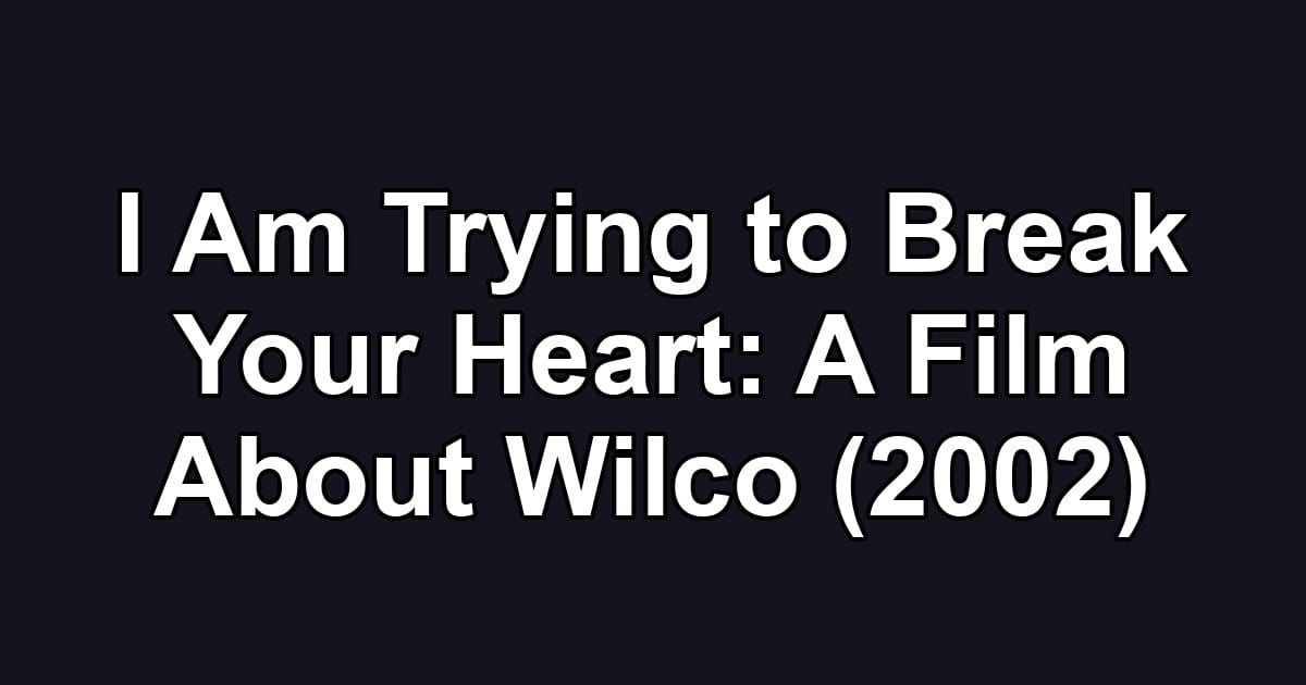I Am Trying to Break Your Heart: A Film About Wilco (2002)