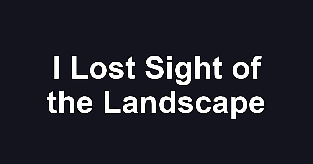 I Lost Sight of the Landscape