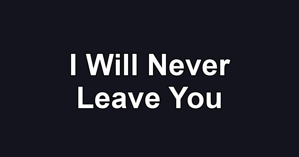 I Will Never Leave You