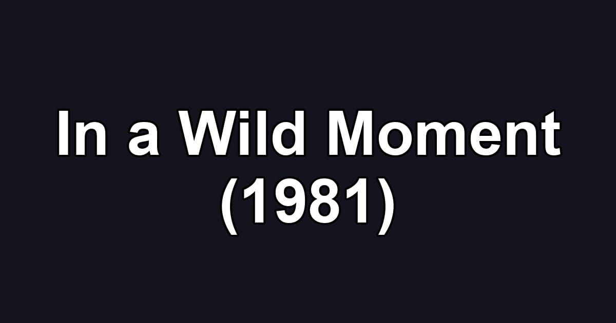 In a Wild Moment (1981)