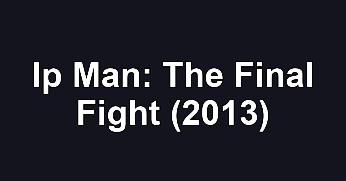 Ip Man: The Final Fight (2013)