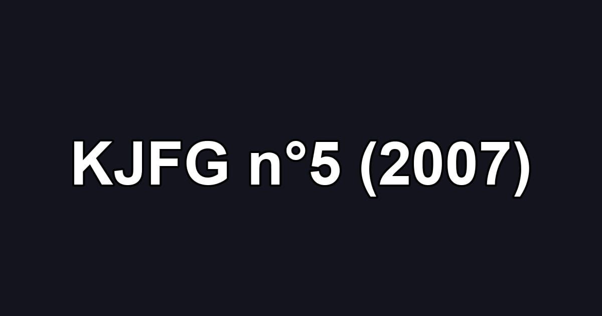 KJFG n°5 (2007)