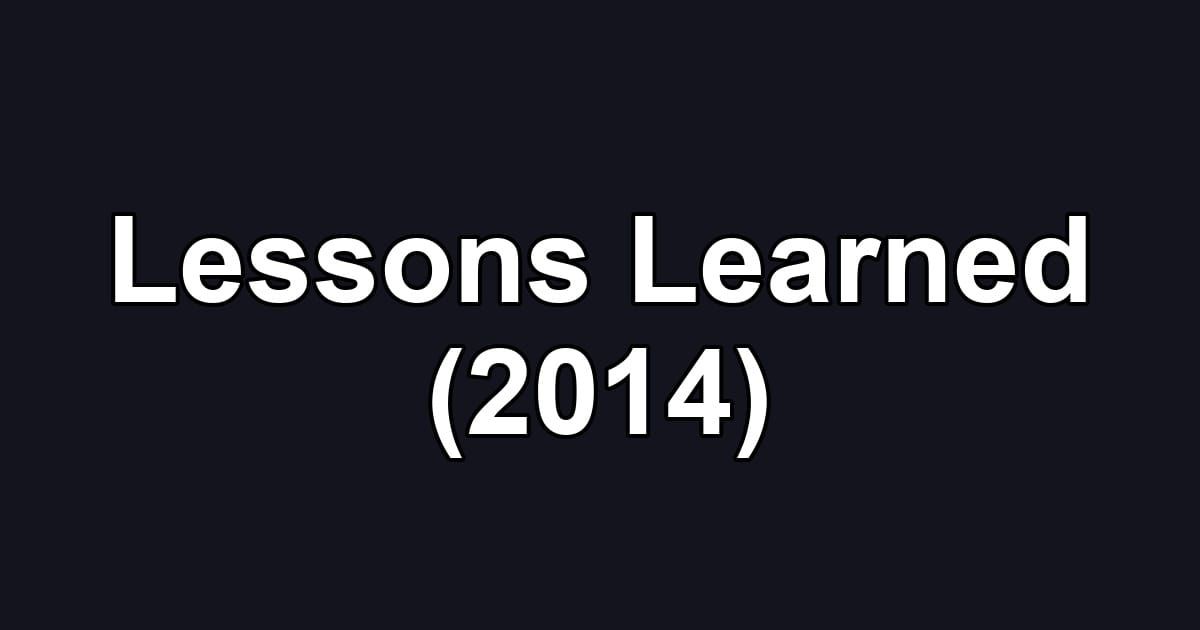 Lessons Learned (2014)
