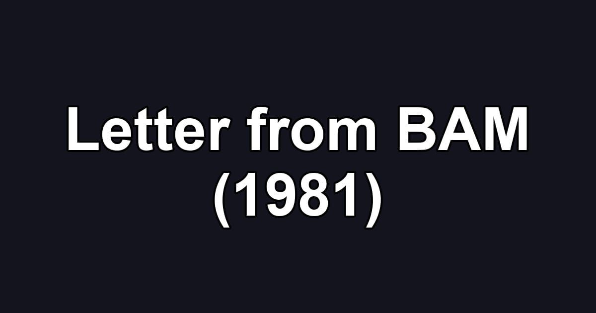 Letter from BAM (1981)