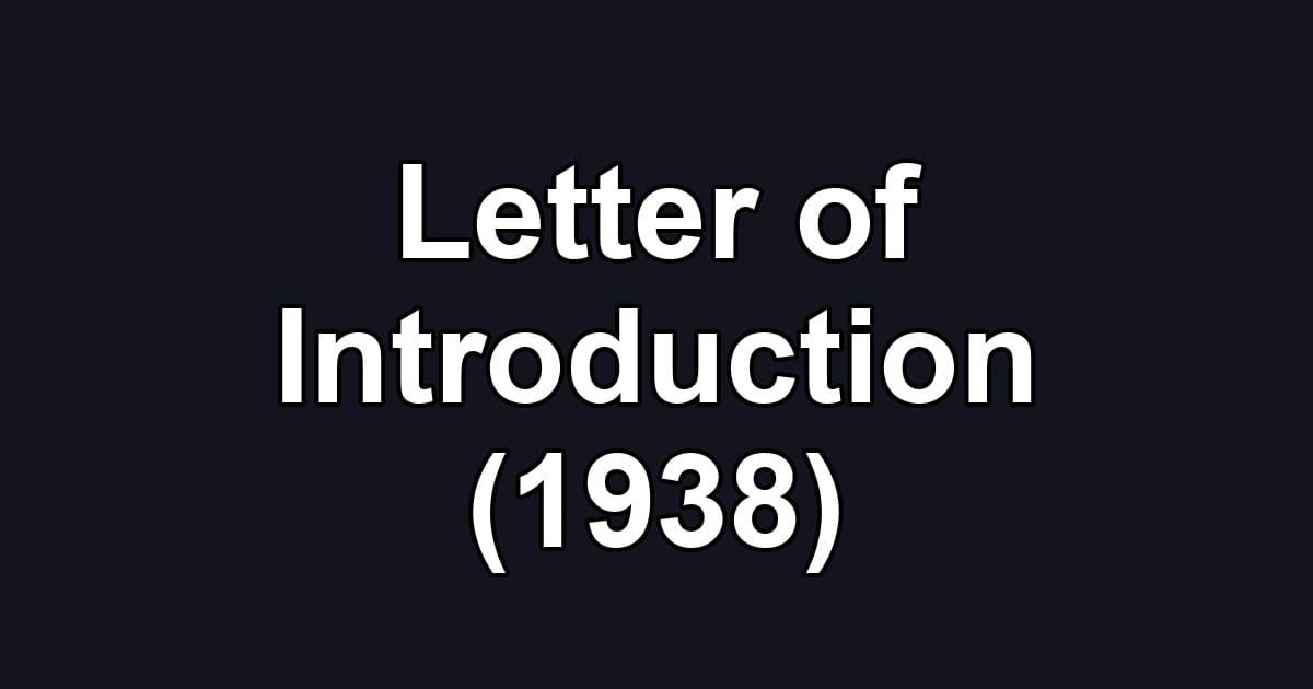 Letter of Introduction (1938)