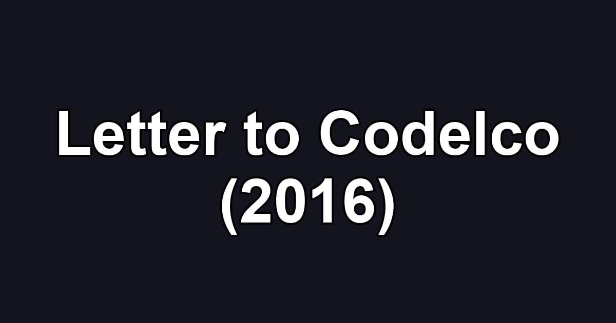 Letter to Codelco (2016)