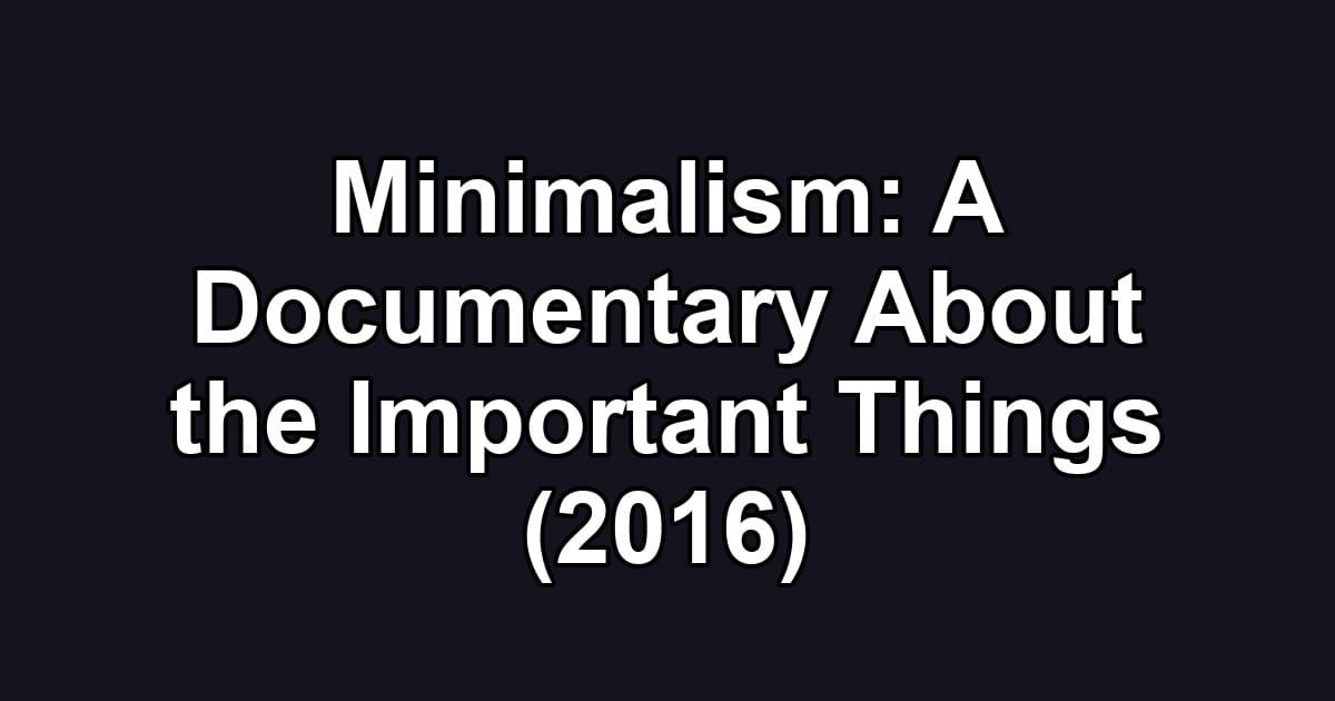Minimalism: A Documentary About the Important Things (2016)