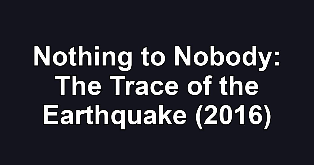 Nothing to Nobody: The Trace of the Earthquake (2016)