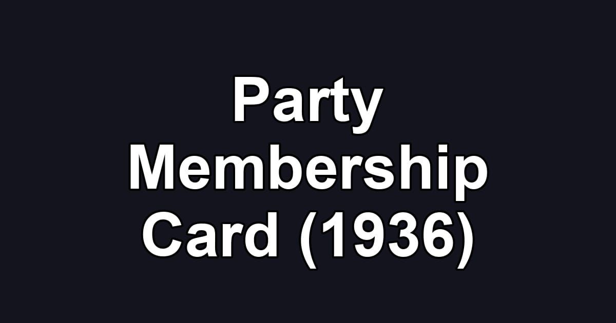 Party Membership Card (1936)