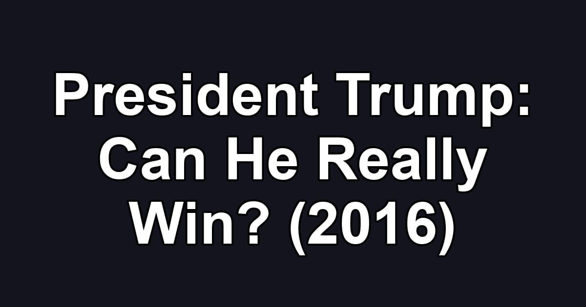 President Trump: Can He Really Win? (2016)