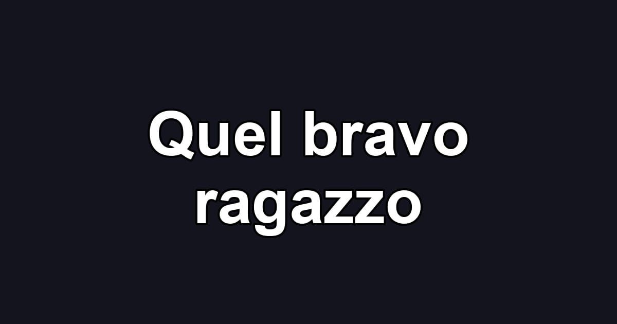 Quel bravo ragazzo