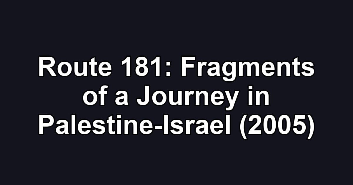Route 181: Fragments of a Journey in Palestine-Israel (2005)