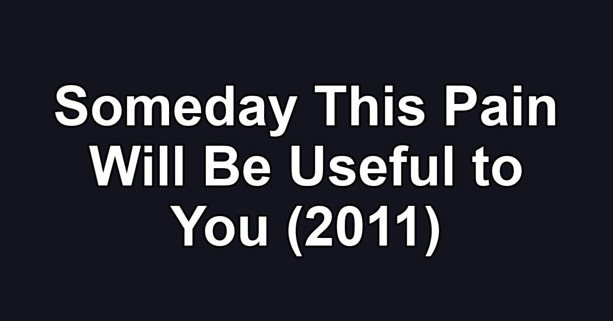 Someday This Pain Will Be Useful to You (2011)