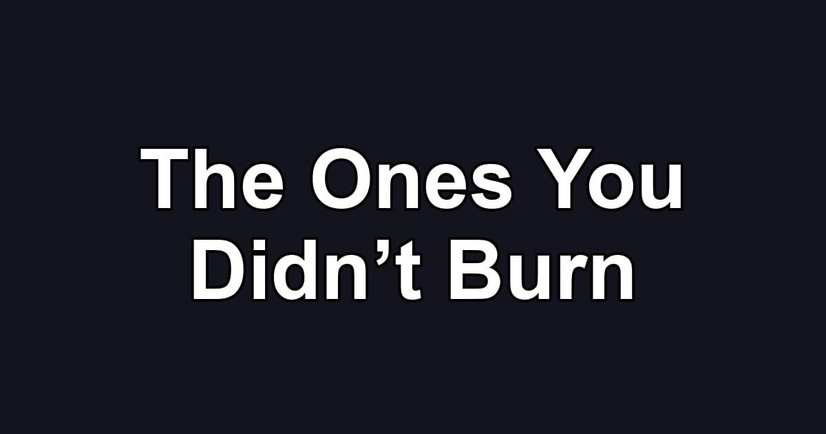 The Ones You Didn’t Burn