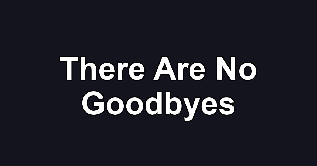There Are No Goodbyes