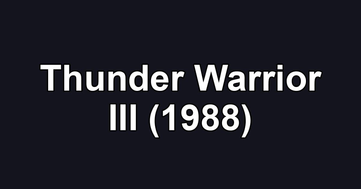 Thunder Warrior III (1988)