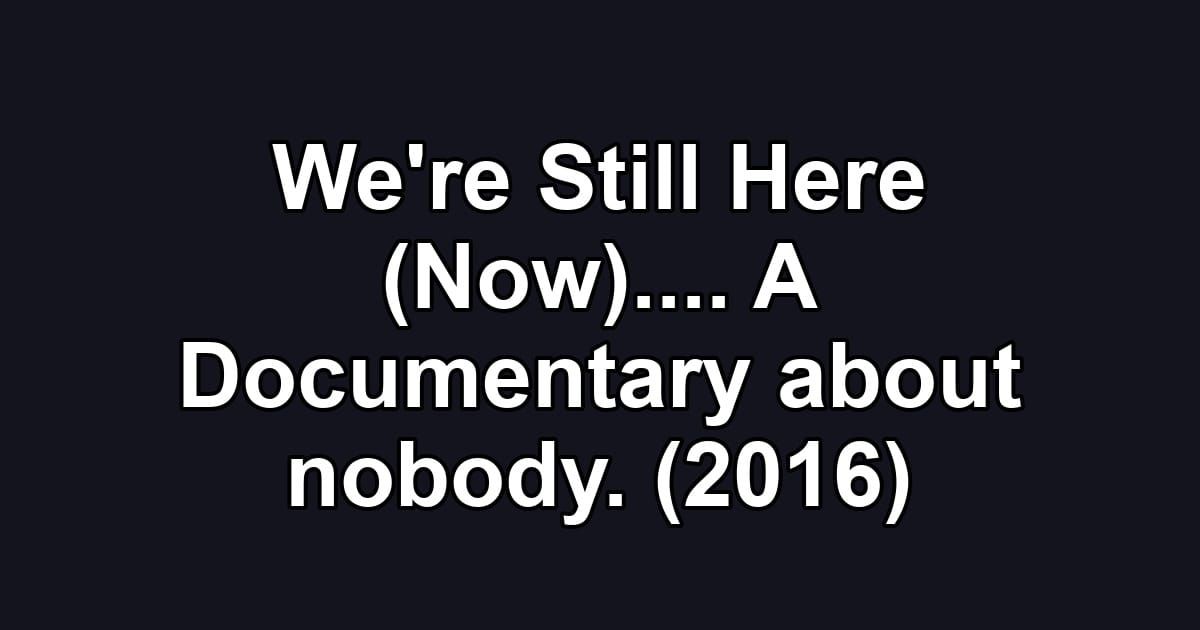 We're Still Here (Now).... A Documentary about nobody. (2016)