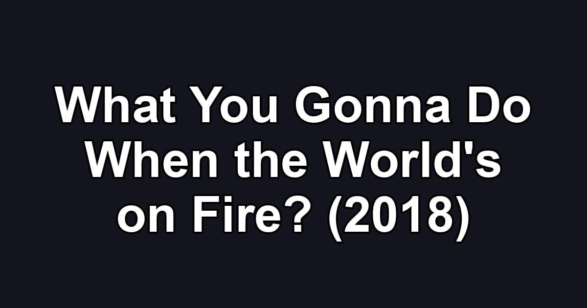 What You Gonna Do When the World's on Fire? (2018)