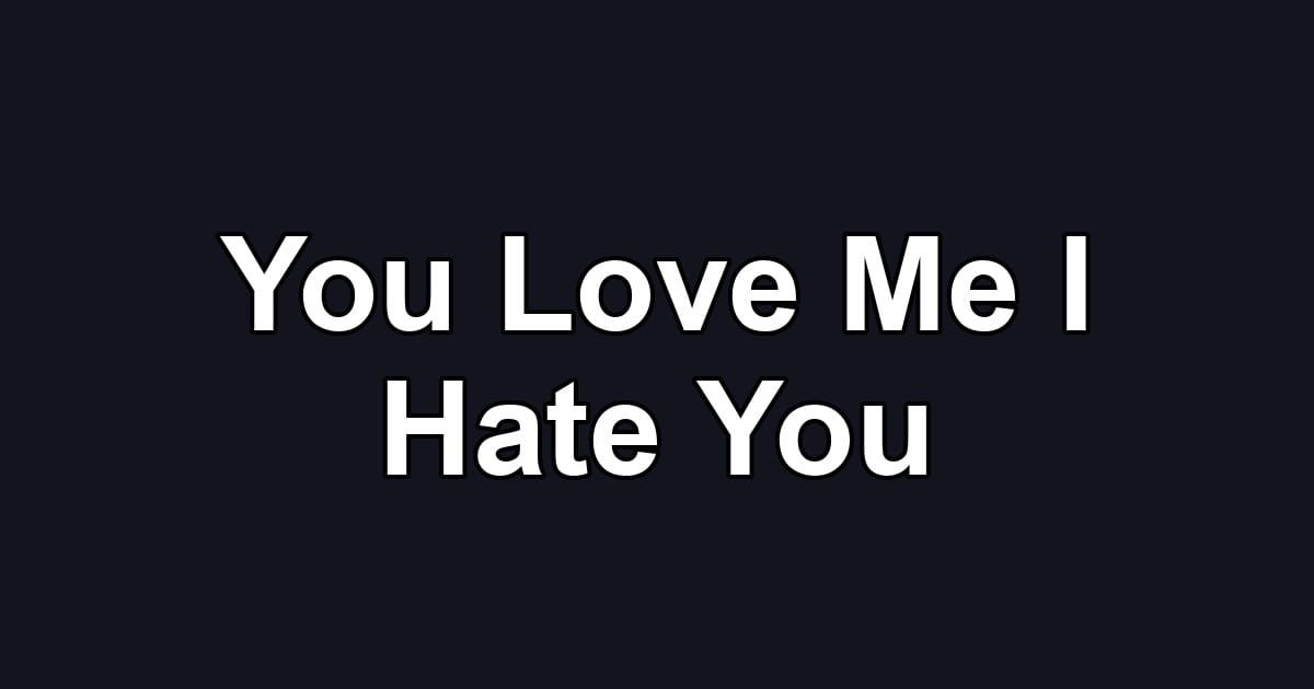 You Love Me I Hate You