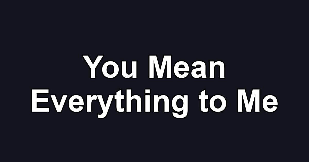 You Mean Everything to Me