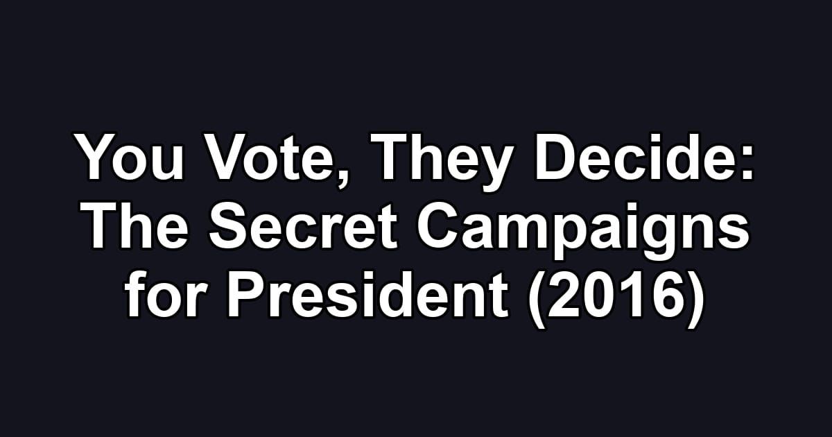 You Vote, They Decide: The Secret Campaigns for President (2016)