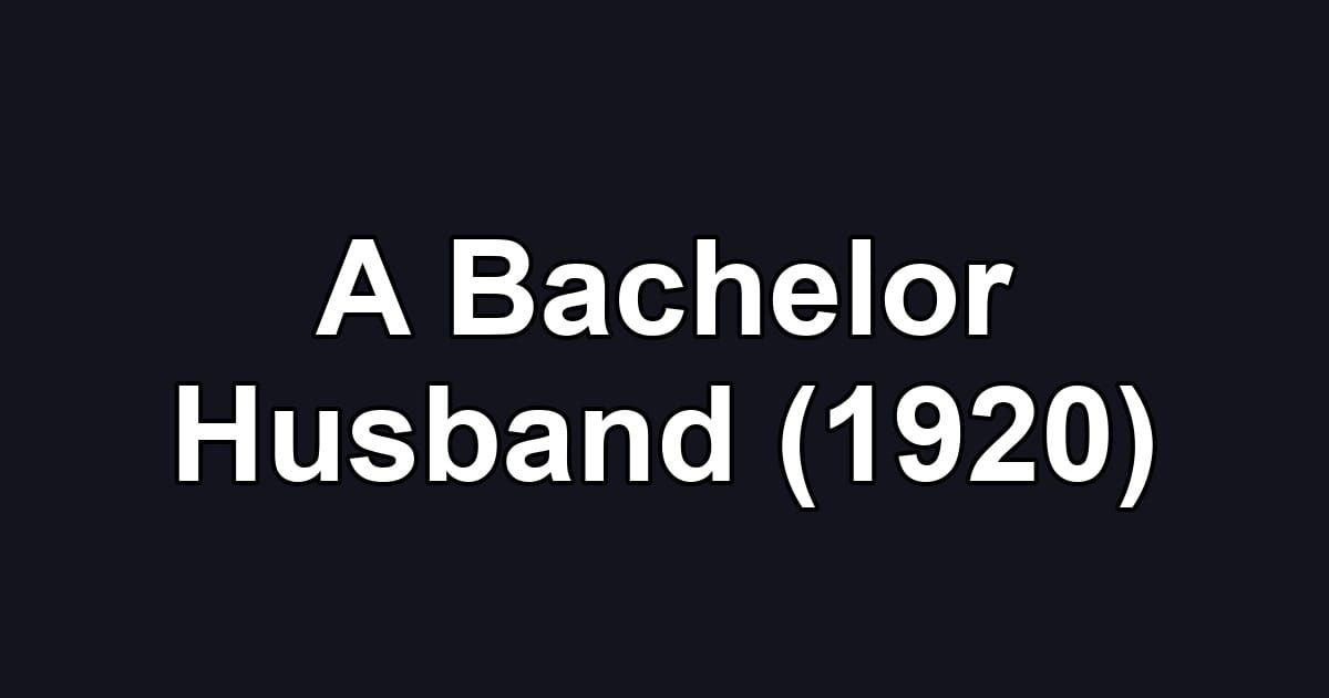 A Bachelor Husband (1920)