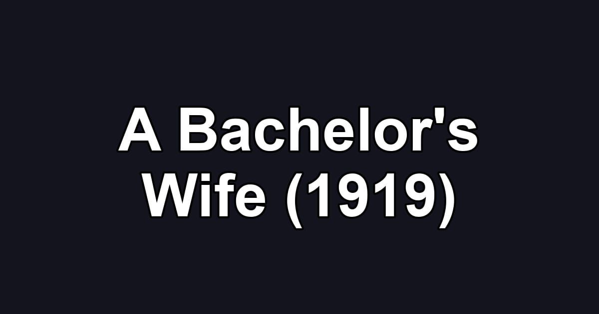 A Bachelor's Wife (1919)
