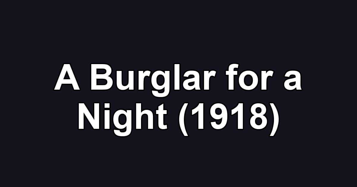 A Burglar for a Night (1918)