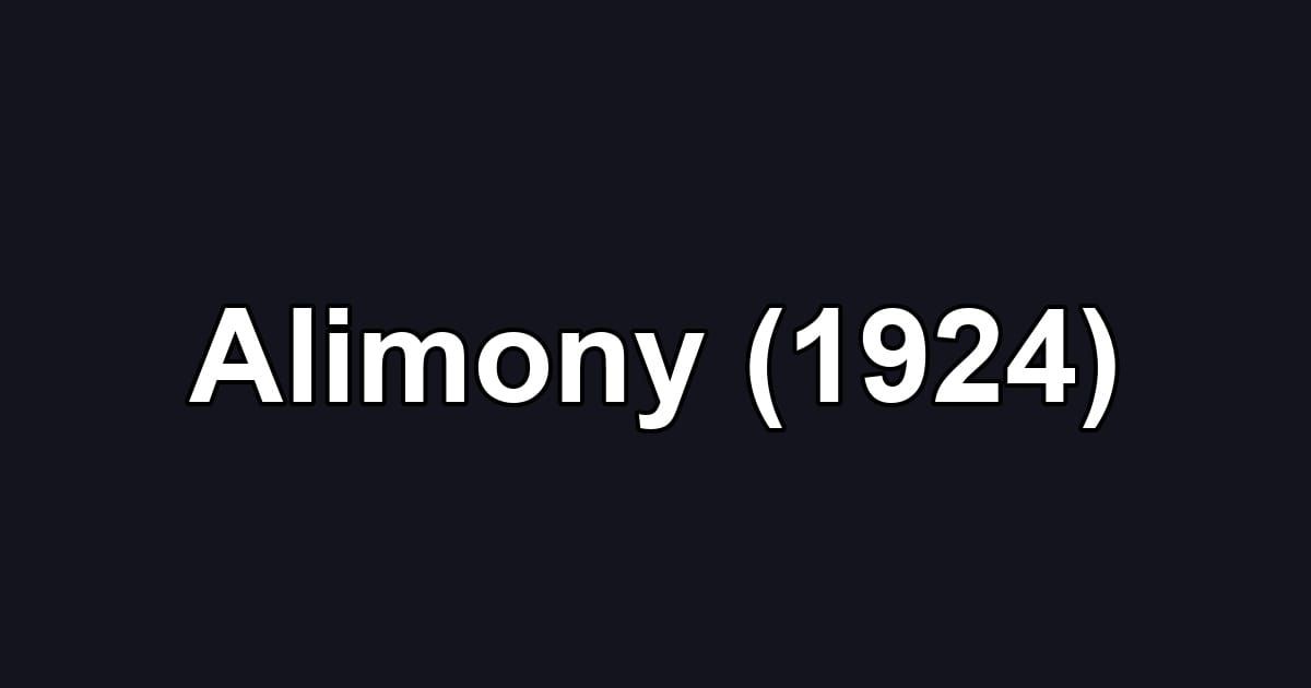 Alimony (1924)