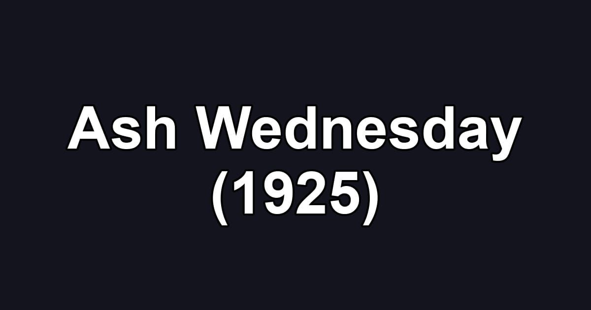 Ash Wednesday (1925)