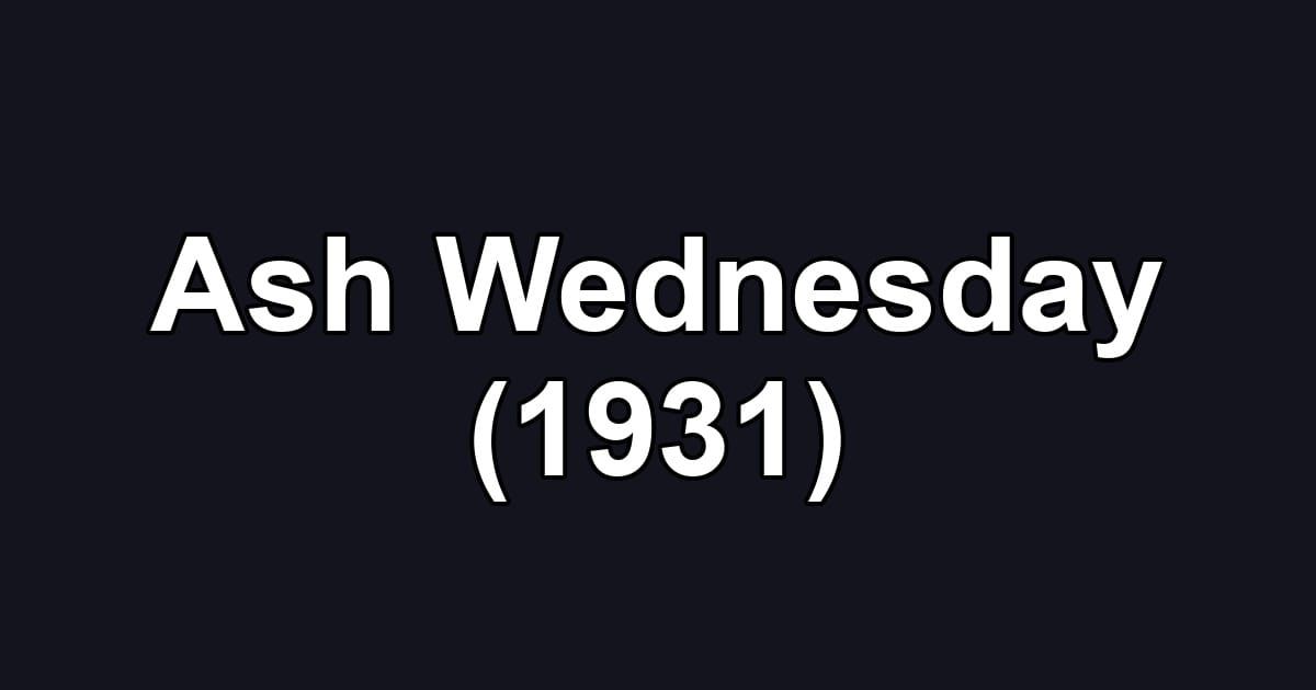 Ash Wednesday (1931)