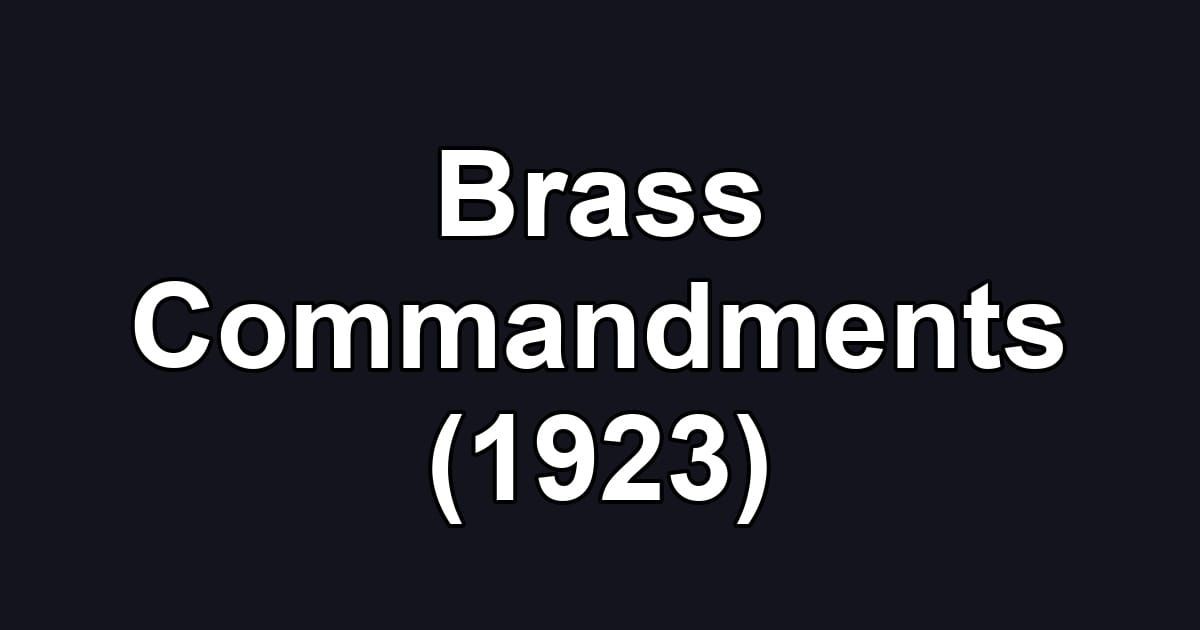 Brass Commandments (1923)