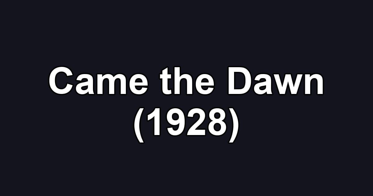 Came the Dawn (1928)