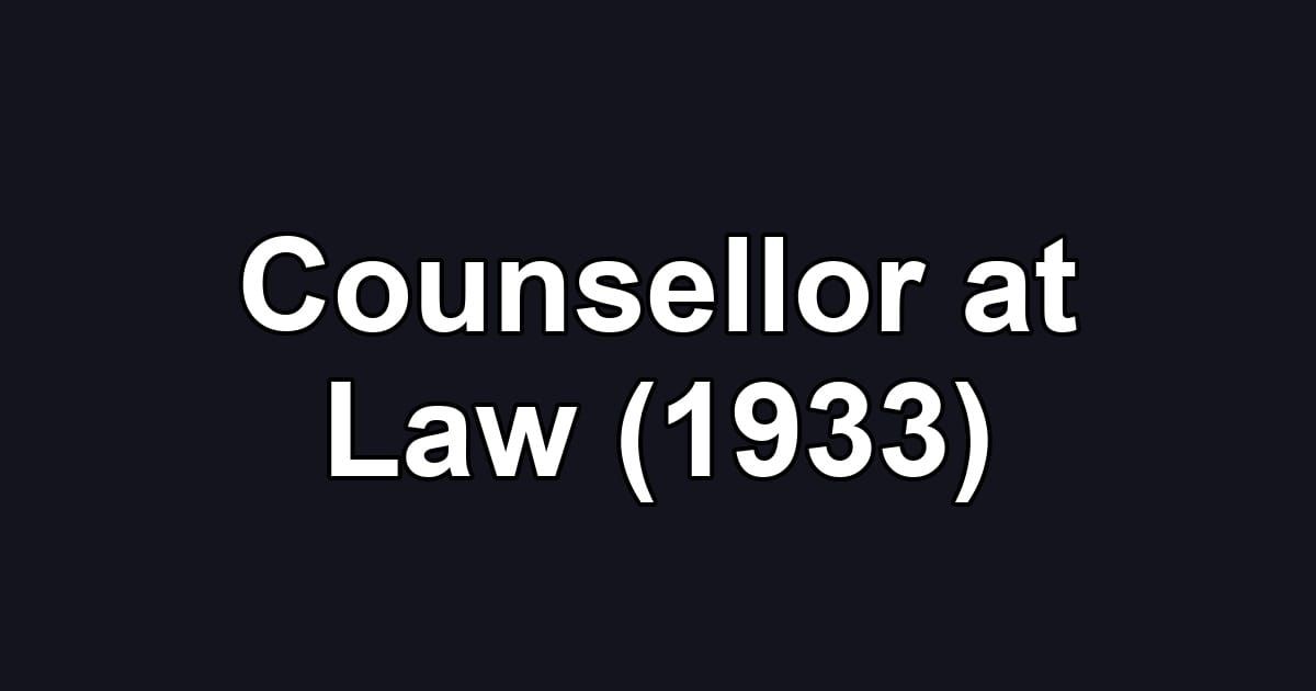 Counsellor at Law (1933)
