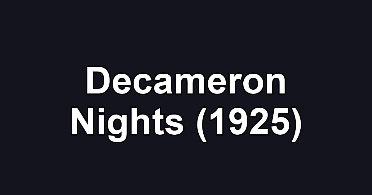 Decameron Nights (1925)