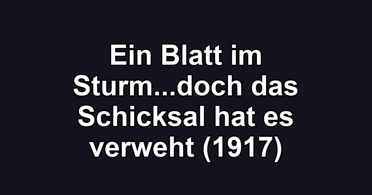 Ein Blatt im Sturm...doch das Schicksal hat es verweht (1917)