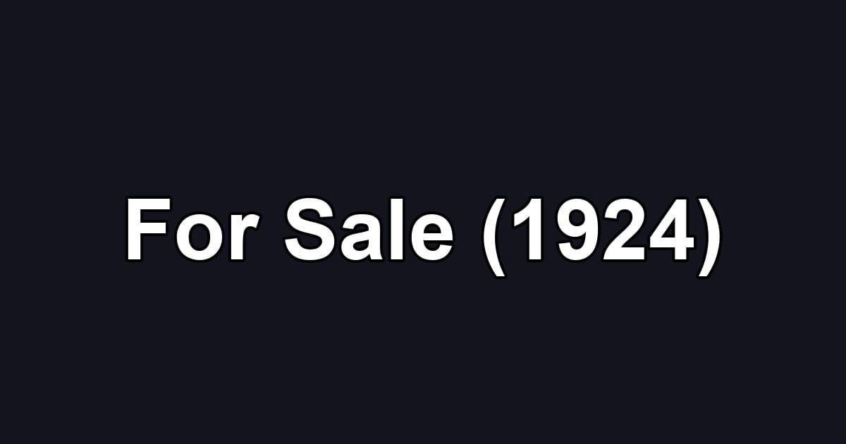 For Sale (1924)