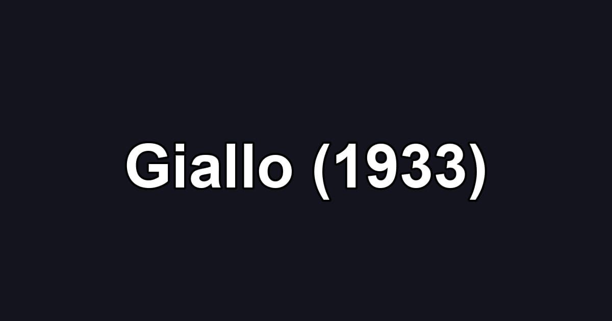 Giallo (1933)