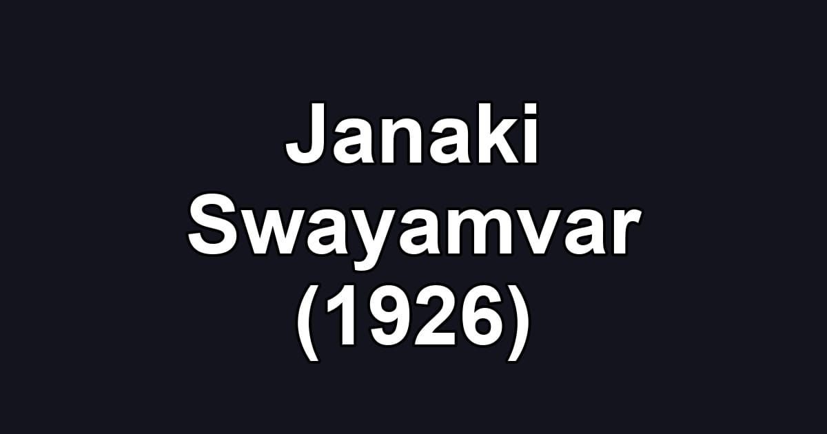 Janaki Swayamvar (1926)