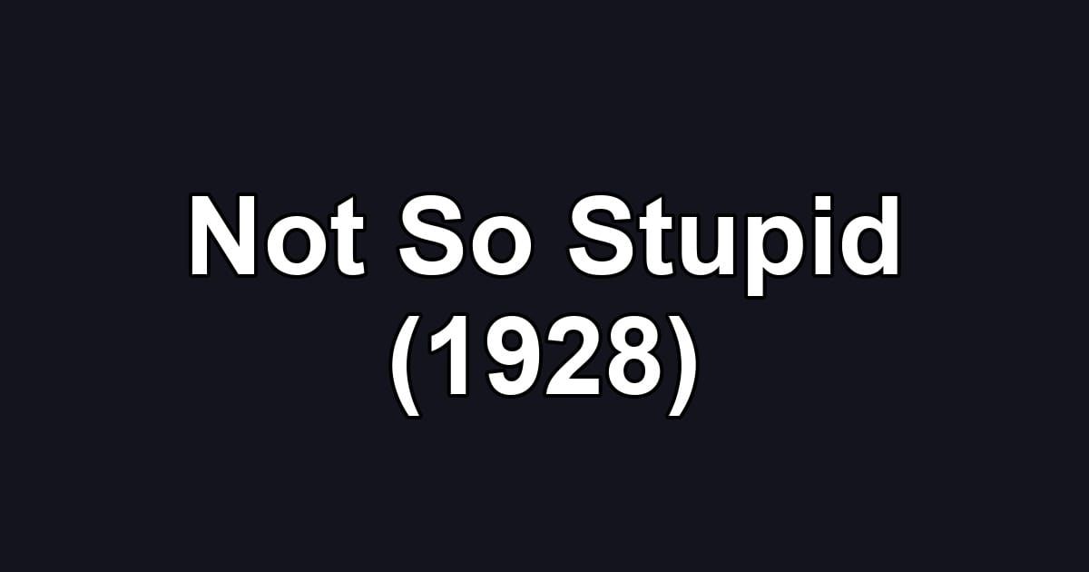 Not So Stupid (1928)