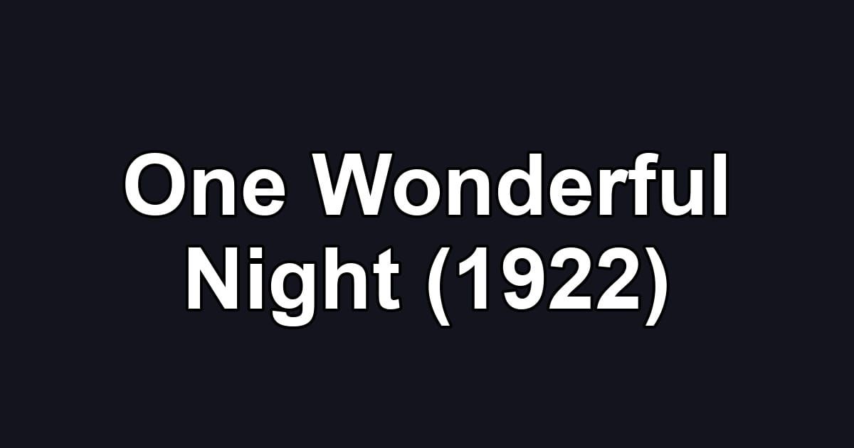 One Wonderful Night (1922)